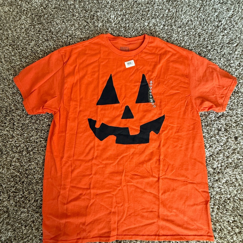 Brisco Brands Orange Halloween Pumpkin Face T-Shirt